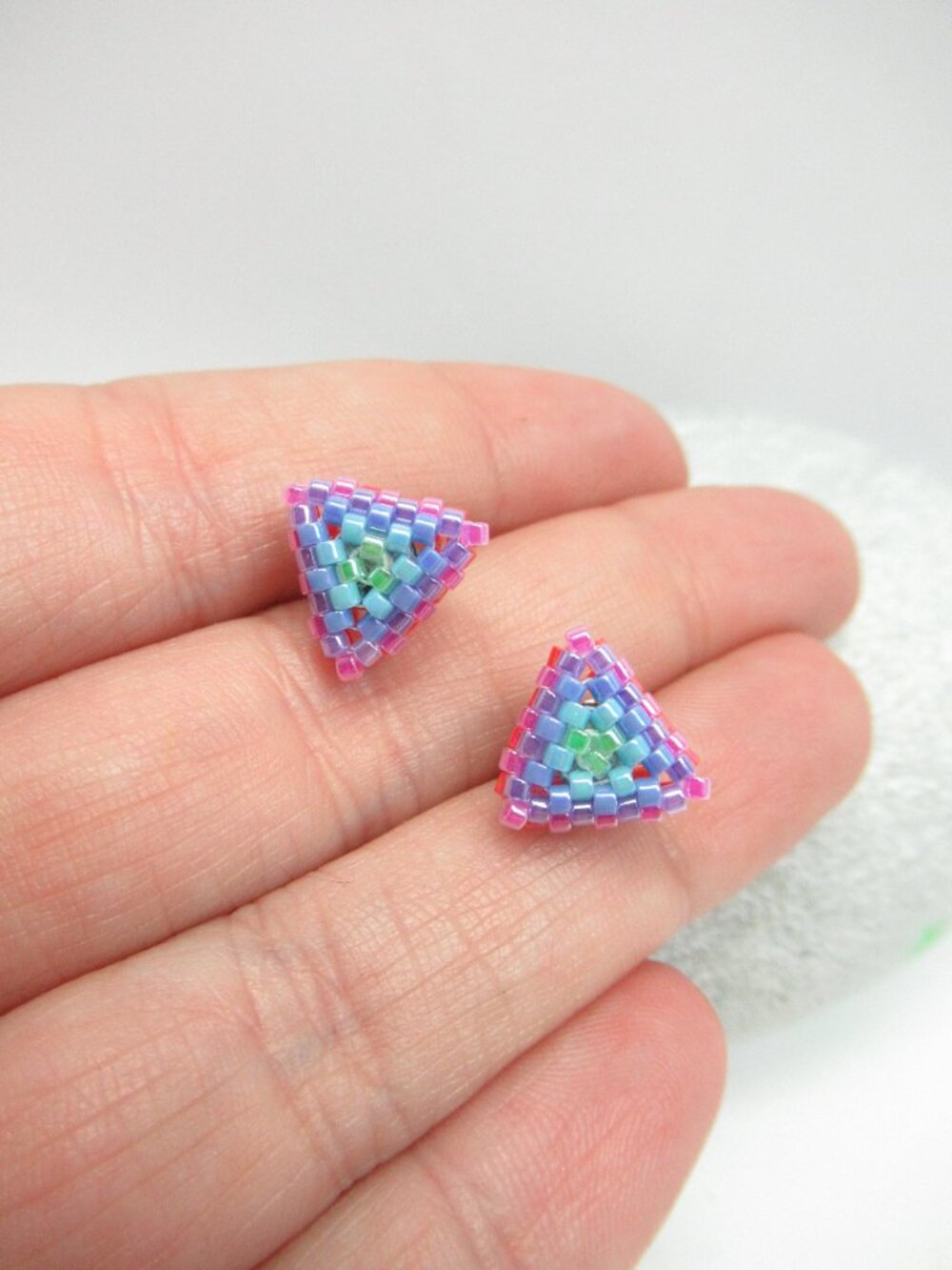 Peyote triangle earrings